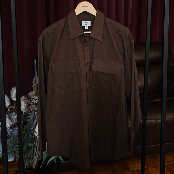 MODE Of ONE MEN'S LONG-SLEEVE BUTTON-FRONT UTILITY SHIRT - Picture 3 of 4